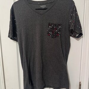 Carbon Charcoal V-Neck Tee